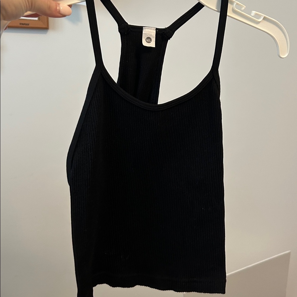 Women's Black Ribbed Crop Top - Picture 5 of 5